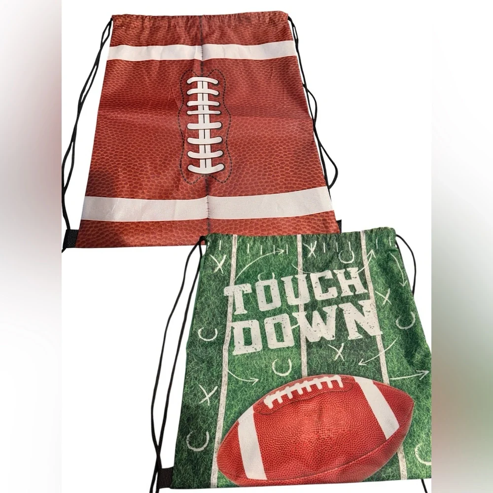 2pc Football Drawstring Backpack Set